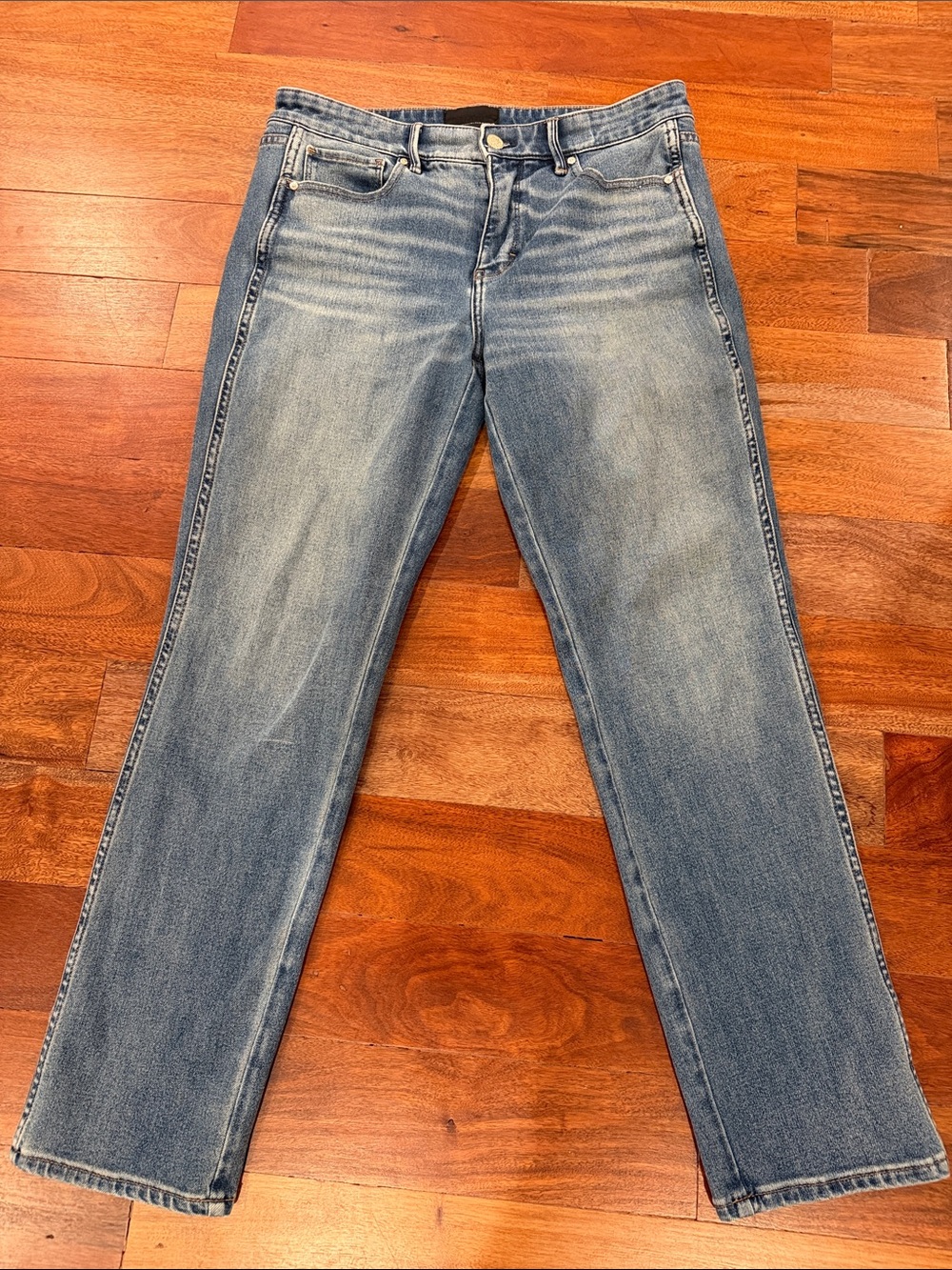 WHBM High Rise Straight Sculpt Light Wash Blue Straight-Leg Jeans